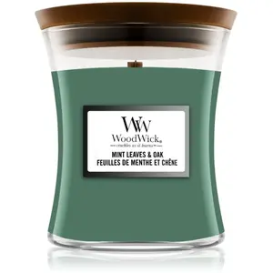 WoodWick, Bougie parfumée, Feuilles de Menthe et Chêne (275 g) pas cher