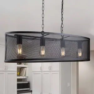 Searchlight FISHNET Hanglamp 4 Lichts Zwart MessingVendu parbol
