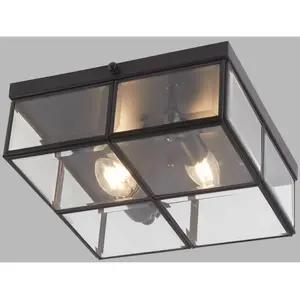 Searchlight Flush Plafonnieres - Landelijk Zwart - 2 jaar garantie pas cher