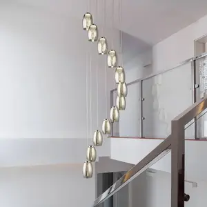 SEARCHLIGHT Suspension lampe de salon LED verre fumé acier chrome 12 lampes pas cher