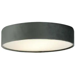 Searchlight - Drum Pleat 3 Lumières Velvet Flush, Abat-jour Gris pas cher