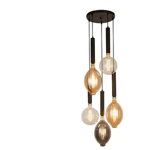 SEARCHLIGHT Suspension lampe suspendue plafonnier métal noir réglable en hauteur h 120 cm pas cher