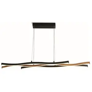 SEARCHLIGHT Luminaire suspendu design Lampe suspendue led aluminium noir dimmable aspect bois cctVendu parmanomano