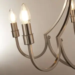 Searchlight LODGE Kroonluchter 5 Lichts Zilver pas cher