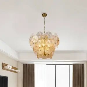 SEARCHLIGHT Lustre 9L rond bronze et verre claire et ambré, Diam 64cm série WAGON WHEEL pas cher