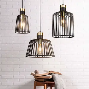 SEARCHLIGHT Plafonnier rétro luminaire suspendu salon cage design lampe à suspension noir or projecteurVendu parbol