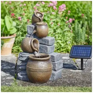 SMART GARDEN Fontaine solaire Cascade Pots autonome avec batterie pas cher