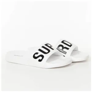 Claquette Homme Superdry Classic big logo Blanc Caoutchouc pas cher