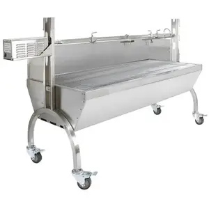 Rôtissoire à Charbon en Acier Inoxydable KuKoo - Robuste Barbecue à Broche et Grill - Capacité 90kg pas cher
