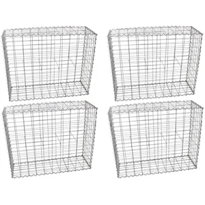 MonsterShop Schanskorf muur - Set: 4 - Afmetingen: 100x30x95 cm - Gabion schanskorven tuin pas cher