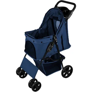Monster Shop NL Poussette pour Animal de Compagnie - Bleu - Chien - Extérieur - 15 kg max - Cadre en acier robuste