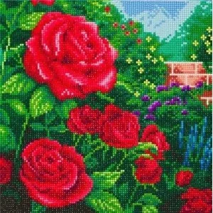 Tableau Crystal Art à diamanter - Roses - 30 x 30 cm - Crystal Art pas cher