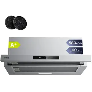 CIARRA VM6909AS - A+ 580 m³/u Onderbouwafzuigkap 60cm vlakscherm inbouwafzuigkap SensorTouch Bediening3 Standen RVS