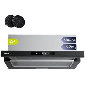 CIARRA VM6909AB - vlakscherm inbouwafzuigkap 60cm Onderbouwafzuigkap A+ 580 m³/u Touchbediening met LED zwart