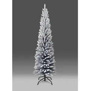 SHATCHI Sapin de Noël artificiel fin de 1,4 m à 2,4 m, décorations de maison avec pointes pointues et support en métal, flocage de neige, 2,1 m pas cher
