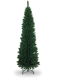 SHATCHI Sapin de Noël artificiel floqué fin de 1,4 m à 2,4 m, décorations de maison avec pointes pointues et support en métal, vert, 2,1 m pas cher