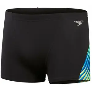 Speedo Mens Allover Digi V-Cut Aquashort Black/True Cobalt pas cher