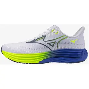 Mizuno, Unisexe, Chaussures de course à pied, Wave Rider 29 (45), Bleu, Blanc, Jaune pas cher
