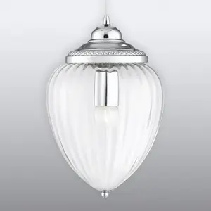 SEARCHLIGHT Suspension Pendant, en chrome et verre pas cher