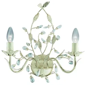 Searchlight - Almandite - Applique murale d'intérieur à 2 ampoules, or, crème avec motif de feuilles florales de cristaux, E14Vendu parmanomano