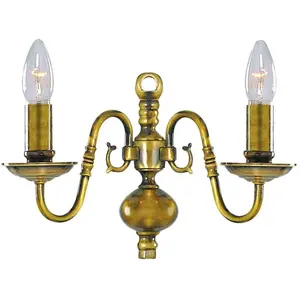 SEARCHLIGHT Applique 2 ampoules Flemish, en laiton antique pas cher