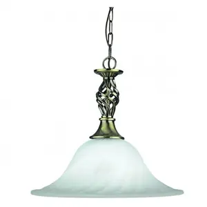 SEARCHLIGHT Suspension 1 ampoule Cameroon, en laiton antique et verre marbré pas cher