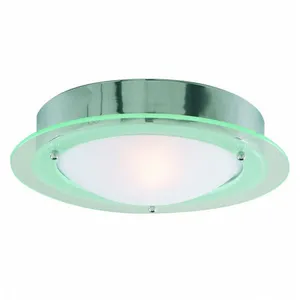 SEARCHLIGHT Plafonnier salle de bain chrome, verre clair et verre opale pas cher