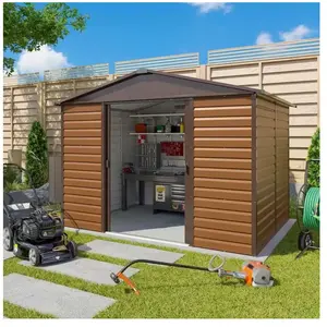 Abri de jardin métal imitation bois 6,44 m2 Yardmaster + kit d'ancrage pas cher