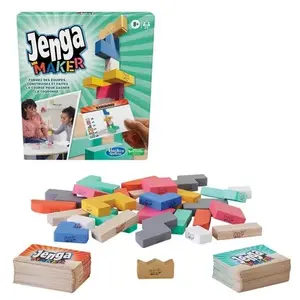 Hasbro Gaming Jenga Maker, tour d'empilage avec blocs en bois massif véritable, jeu pour enfants, à partir de 8 ans, pour 2 à 6 joueurs pas cher