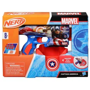 Nerf Marvel Captain America, blaster à fléchettes, 10 fléchettes Nerf Elite, holster