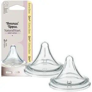 Tommee Tippee Natural Start Deep Latch Driehoekige spenen - set van 2 Extra Slow Flow flesspeen - 0m+ pas cher