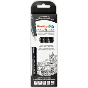 Pentel Pointliner S20P-5 Lot de 5 stylos à pointe fine Noir 0,05-0,8 mm