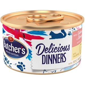 Butcher's Delicious Dinners 24 x 85 g pour chat - saumon, crevettes pas cher