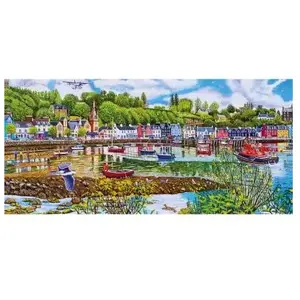 Gibsons - Low Tide at Tobermory (door Roger Neil Turner) - 636 stukjes 69×32cm (b×h) - Panorama Legpuzzel