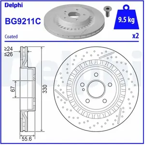 DELPHI Disques de frein pour MERCEDES-BENZ: Classe C (Ref: BG9211C)Vendu paroscaro