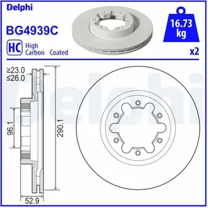 DELPHI Disques de frein pour NISSAN: Cabstar (Ref: BG4939C) pas cher