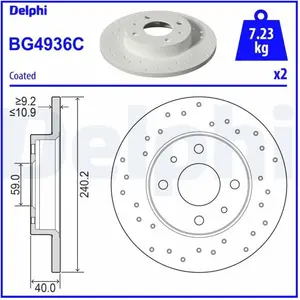 DELPHI Disques de frein pour ABARTH: 500 (Ref: BG4936C)Vendu paroscaro