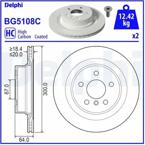 DELPHI Disques de frein pour BMW: Série 2, Série 4, Série 3 (Ref: BG5108C) pas cher