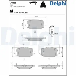 DELPHI Plaquettes de frein X4 pour RENAULT: Austral, Kangoo, Mégane, Espace & NISSAN: Townstar, Qashqai, X-Trail (Ref: LP3863) pas cher
