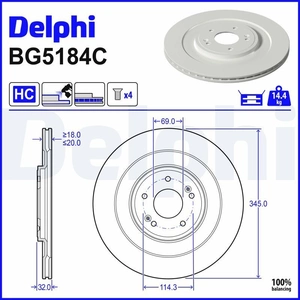 DELPHI Disques de frein pour HYUNDAI: Ioniq/5, Ioniq 6 & KIA: EV9, EV6 (Ref: BG5184C) pas cher