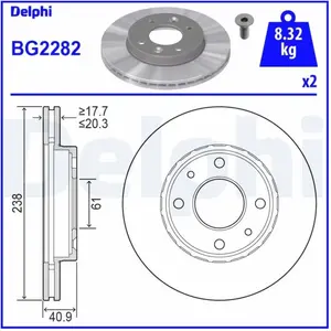 Delphi BG2282 Disque de frein