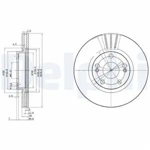 DELPHI Disques de frein pour RENAULT: Espace, Safrane, Laguna, Kangoo, Mégane Scénic (Ref: BG2697)