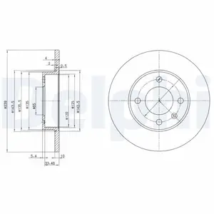 DELPHI Disques de frein pour VOLKSWAGEN: Golf, Polo, Passat, Golf Cabriolet, Scirocco, Jetta, Derby, Santana & SEAT: Cordoba, Ibiza (Ref: BG2117)