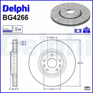 DELPHI Disques de frein pour ALPINE: A290 & RENAULT: R5 E-TECH, Scénic, Talisman, Mégane, Clio, Latitude, Laguna, Espace (Ref: BG4266) pas cher
