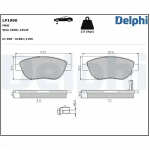 Delphi Remblokkenset schijfrem pas cher