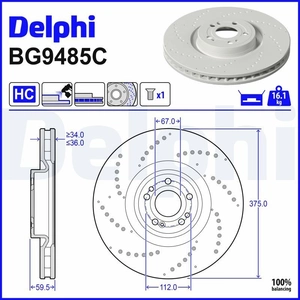 DELPHI Disques de frein pour MERCEDES-BENZ: Classe GLE SUV, Classe GLE Coupé, Classe GLE, Classe GLS (Ref: BG9485C) pas cher