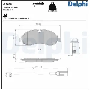 DELPHI Plaquettes de frein X4 pour FORD: Transit/Tourneo (Ref: LP3682)