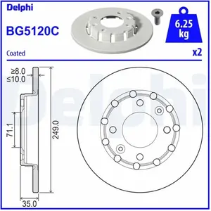 DELPHI Disques de frein pour PEUGEOT: 208, 2008 & OPEL: Frontera, Corsa, Mokka & CITROËN: C4, C3 & JEEP: Avenger & DS: DS3 (Ref: BG5120C) pas cher
