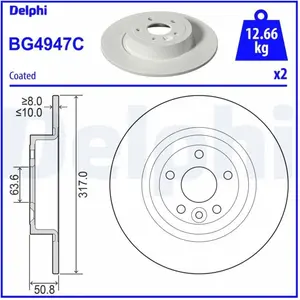 DELPHI Disques de frein pour LAND ROVER: Range Rover (Ref: BG4947C)Vendu paroscaro