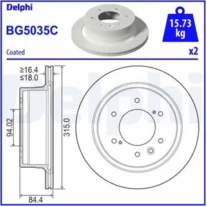 DELPHI Disques de frein (Ref: BG5035C) pas cher